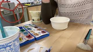 Underglaze pencils and watercolor  ceramics [upl. by Kaufmann]