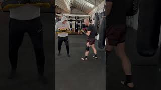 What leg kicks harder kicking power kickboxing muaythai martialarts mmatraining padwork [upl. by Atnuahsal]