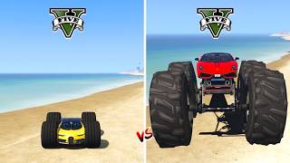 GTA 5 BIG GIANT MONSTER TRUCK LAMBORGHINI vs SMALL MONSTER BUGATTI [upl. by Sackville150]