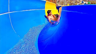 Racer Twin Hybrid Turbolance Water Slide at Stella Palace Crete Greece [upl. by Anavahs669]