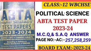 HS ABTA TEST PAPER 2024 POLITICAL SCIENCE SOLVE PAGE AC257258259 CLASS12 MCQSAQ ABTA [upl. by Bello2]