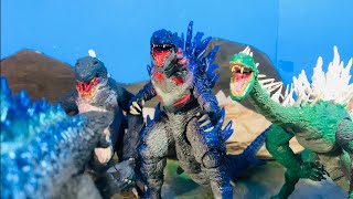 Legendary Godzilla vs sharkzilla vs whalezilla vs snakezilla an epic battle stop motion [upl. by Nosidda]