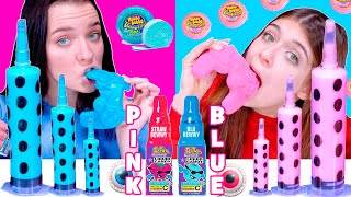 ASMR Full Video Pink VS Blue Giant Gummy Jelly Candy Eating [upl. by Sicular]