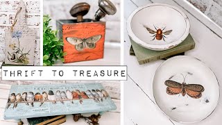 Thrift to Treasure  Transforming Thrifted items using the IOD Brocante Transfer  Upcycled  DIY [upl. by Eetse]