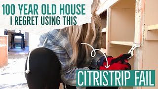 DIY  100 year old house reno Removing 5 layers of paint from the kitchen cabinets timelapse [upl. by Liva]