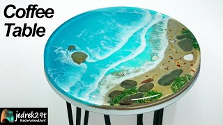 How to make an EPOXY OCEAN TABLE  resin art [upl. by Brozak]