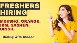 MEESHO IBM ORANGE Hiring  OFF Campus Drive 2024 2023 2022 2021 Batch Hiring  Fresher Jobs [upl. by Aleetha]