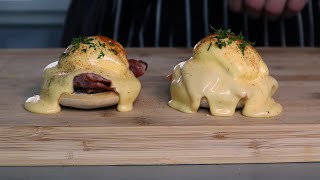 Eggs Benedict Part 2  Poaching eggs and making Hollandaise sauce step by step Foolproof Method [upl. by Inavihs]