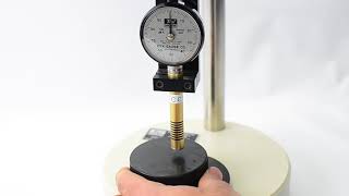 RX1600C with OS1 Durometer test stand measuring hockey puck hardness [upl. by Dinnie]