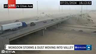 Live look Monsoon storms dust moving into the Valley [upl. by Rehtnug]