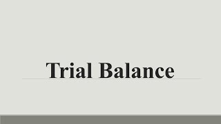 Trial Balance [upl. by Etteluap]