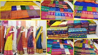 PVT Market Pochampally Ikkat Pattu Sarees With Price Address From Manufacturers Single Saree Courier [upl. by Thgiwd691]