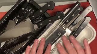 Used Knives Review Zwilling Global and Henkels to sharpen  still dont like them [upl. by Koo]