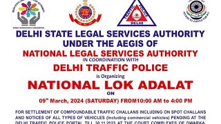 Lok Adalat 2024 Appointment Delhi traffic challan [upl. by Hermione646]