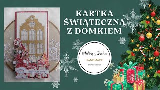 Kartka świąteczna z domkiemMagic Christmas Happy HolidaysScrapAndMeTUTORIAL  scrapbooking [upl. by Bradwell]