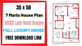 35X50 7 Marla House Plan  35x50 House Map  7 Marla House Design [upl. by Catherina]