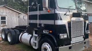 1985 Freightliner cabover semi truck  Walk around amp inside [upl. by Linad]