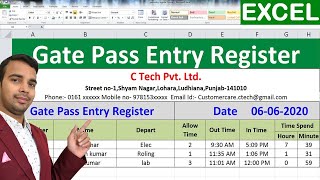 Gate pass Entry Register Design for Limited Company in MS excel Advance Formula [upl. by Nicolle]