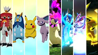 Pokémon Legends Arceus  All Starters Evolutions amp Signature Moves HQ [upl. by Artemisia]