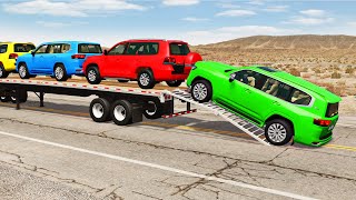 Flatbed Truck Mcqueen  Transportation with Truck  Pothole vs Car 194  BeamNGDrive [upl. by Neyuh161]