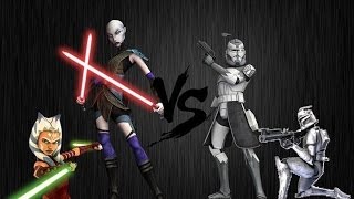 Star Wars the Clone Wars Assaji Ventress amp Ashoka Tano vs Comander Wolffe and his Team [upl. by Myrilla447]