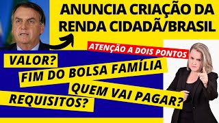 Criação do Renda Cidadã anunciada pelo Presidente Bolsonaro com o fim do Bolsa família Atenção [upl. by Nayd]