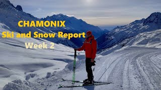 CHAMONIX Ski and Snow Report week 2  Powder at GM and touring at Le Tour [upl. by Rahsab272]