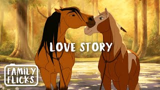 The Love Story Of Spirit And Rain  Spirit Stallion of the Cimarron 2002  Family Flicks [upl. by Lolita]