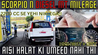 SCORPIO N DIESEL MANUAL REAL LIFE MILEAGE  Highway City Highway  City [upl. by Mathias]