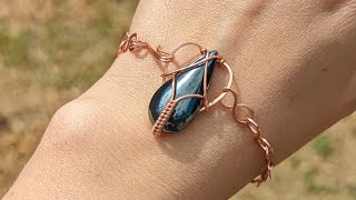 Wire Wrapped Cabochon Bracelet Tutorial using Round Wire [upl. by Anselma]