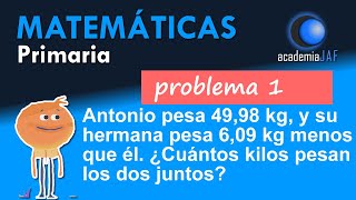 Problema con números decimales  Ejercicio 1  Matemáticas [upl. by Davin]