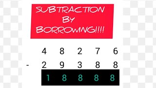 SUBTRACTION by BORROWING [upl. by Llerrat]