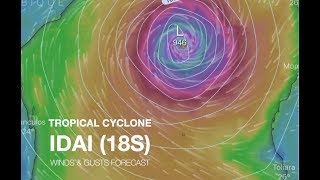 Tropical Cyclone Idai Winds amp gusts forecast local time [upl. by Ahseiyt621]