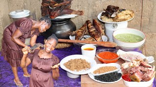 Cooking The Perfect Ogbono Soup Recipe  African Food Show  primitive cooking food trending [upl. by Akceber782]