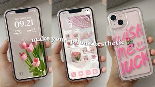 iOS16 Aesthetic Pink Home Screen Customization🌷  cute wallpaper widget and icon app [upl. by Goles]