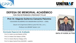 Defesa de Memorial  Prof Dr Edgardo Guillermo Camacho Palomino CENEL [upl. by Adnawal]