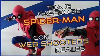 CÓMO HACER el TRAJE CASERO de SPIDERMAN con WEB SHOOTERS Funcionales DIY  Traje SpiderMan [upl. by Llenoj]