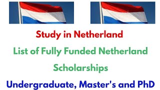 List of Scholarships in Netherland for Undergraduate Masters and PhD 2025 [upl. by Ahsirtak]