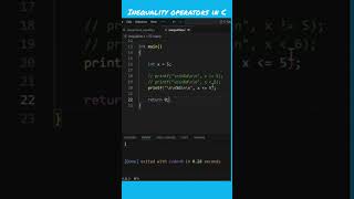 Inequality Operators in clanguage codinginc coding cprogramming programming cdevelopment [upl. by Pages163]