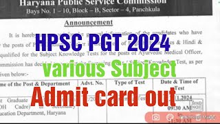 HPSC PGT Admit card outeconomicsHindiEnglishhpsc pgt updateimportant notice [upl. by Ellehcyar688]