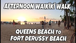 Afternoon Waikiki Walk Queens Beach to Fort DeRussy Beach Oahu Hawaii January 2 2024 [upl. by Htebazie140]