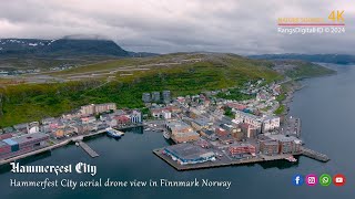 Hammerfest City Aerial Drone View Finnmark Norway [upl. by Fasano]