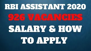 RBI ASSISTANT 926 VACANCIES  HOW TO APPLY [upl. by Jemena]