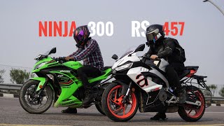 Aprilia RS457 vs Ninja 300  The Wait is Over [upl. by Brianne612]