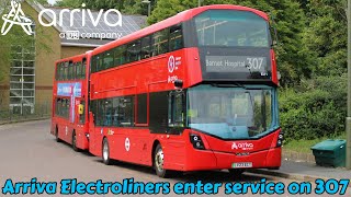 BRAND NEW  incl tour Bus Journey On The 307  Arriva London Wright Electroliner LV23ECT ES11 [upl. by Kellina]