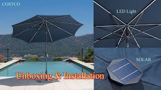 Sunvilla 10 Round Solar LED Market Umbrella  costco solar patioumbrella patiofurniture [upl. by Eiramyelhsa]