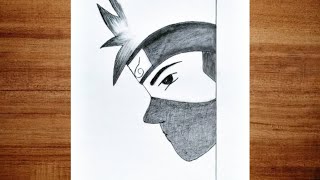 Kakashi face drawing step by step  Anime drawing  easy anime boy Mask with pencil drawing [upl. by Amle]