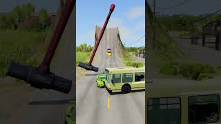 Super Cars Vs Giant Spinning Hammer Crash  BeamNGDrive shorts gaming beamngdrive [upl. by Aiekahs]