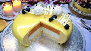 Mango white chocolate Mousse cake  Mirror Glaze Recipe [upl. by Disini]