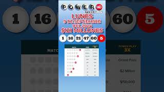 Resultados Powerball Lunes 9 de Septiembre 2024 Jackpot 121 Millones de dólares [upl. by Ahsied]